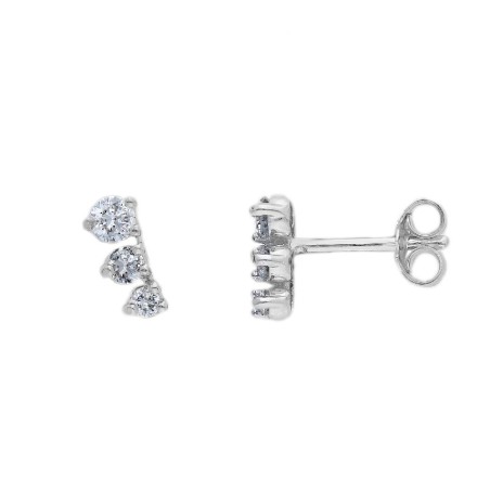 Orecchini lobo in oro bianco 375/°°° con diamante lab-grown