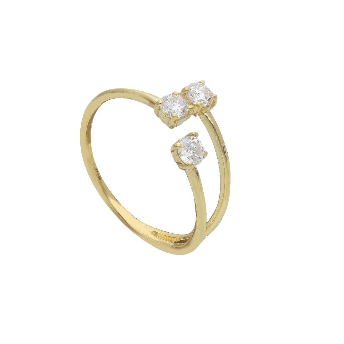 Anello trilogy in oro giallo 375/°°° con diamante lab-grown