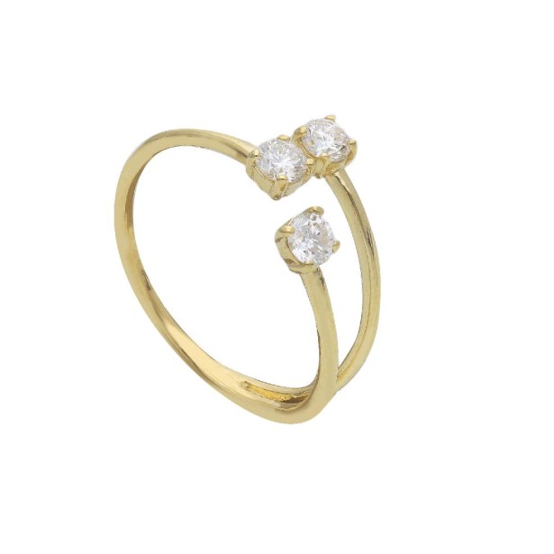 Anello trilogy in oro giallo 375/°°° con diamante lab-grown