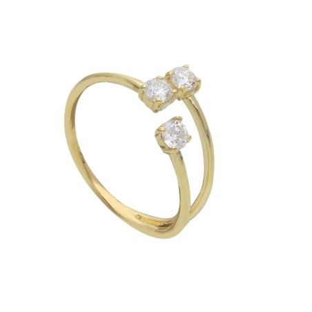 Anello trilogy in oro giallo 375/°°° con diamante lab-grown