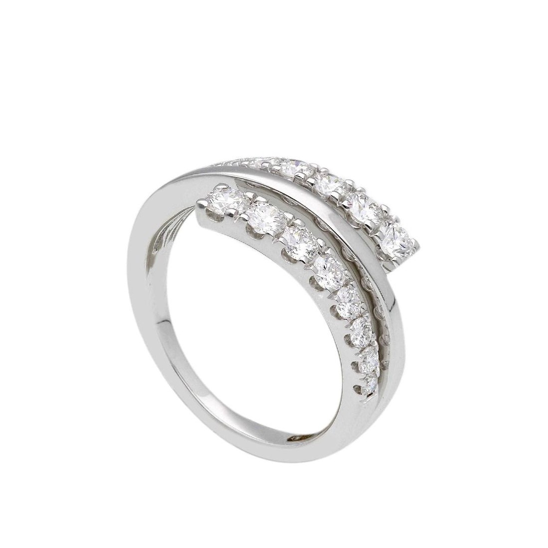 Anello in oro bianco 375/°°° con diamante lab-grown