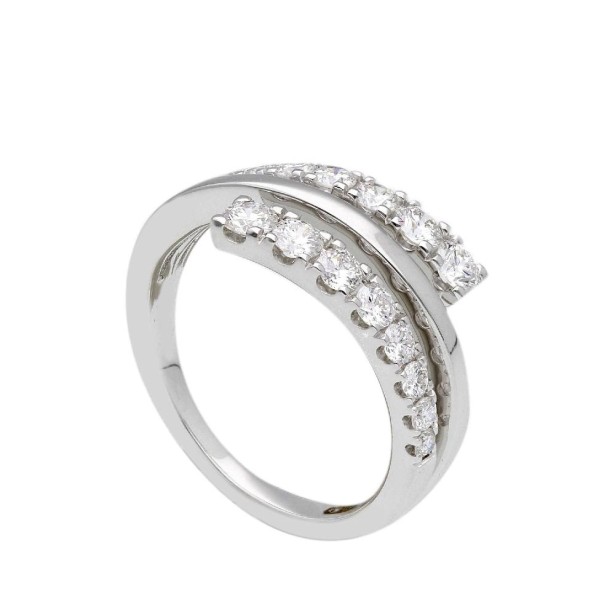 Anello in oro bianco 375/°°° con diamante lab-grown