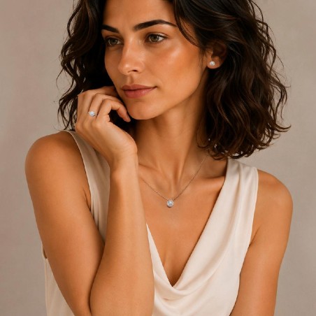 Anello in oro bianco 375/°°° con diamante lab-grow