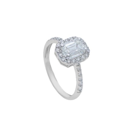 Anello in oro bianco 375/°°° con diamante lab-grown