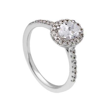 Anello in oro bianco 375/ooo con diamante lab-grown