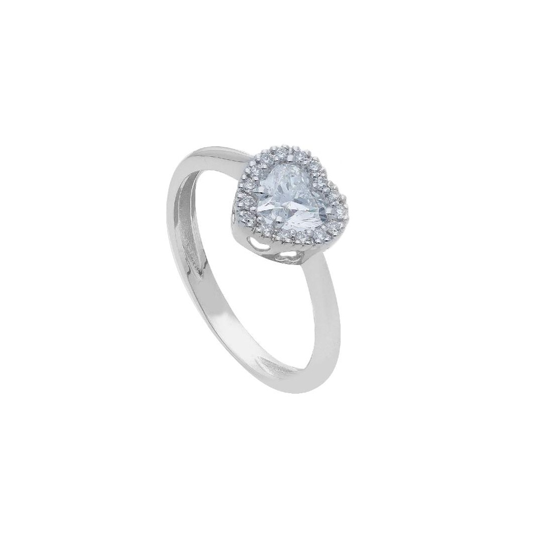 Anello in oro bianco 375/ooo con diamante lab-grown con cuore
