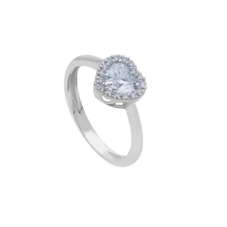 Anello in oro bianco 375/ooo con diamante lab-grown con cuore