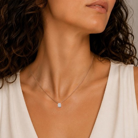 Girocollo in oro bianco 375/ooo con diamante lab-grown