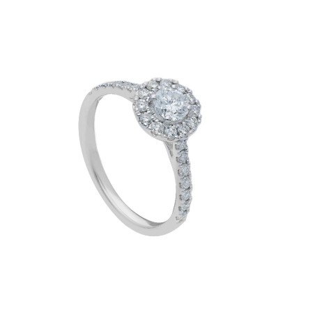 Anello in oro bianco 375/°°° con diamante lab-grow