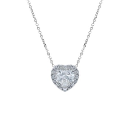 Girocollo in oro bianco 375/°°° con diamante lab-grown con cuore