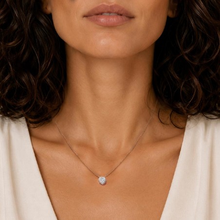 Girocollo in oro bianco 375/°°° con diamante lab-grown con cuore