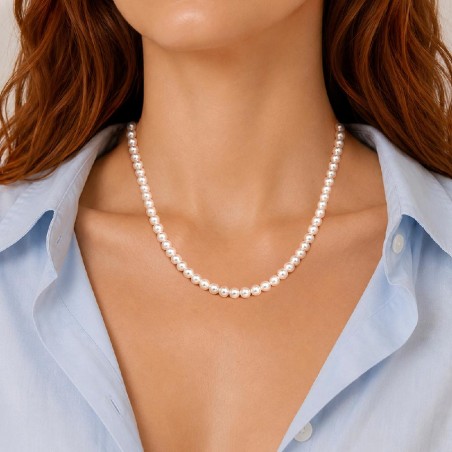 Girocollo in oro bianco 750/°°° e perla
