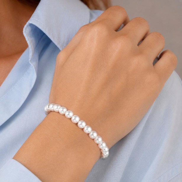 Bracciale in oro bianco 750/°°° e perla