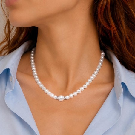 Girocollo in oro bianco 750/°°° e perla