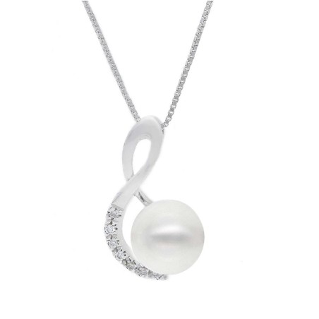 Girocollo in oro bianco 750/°°° diamante e perla