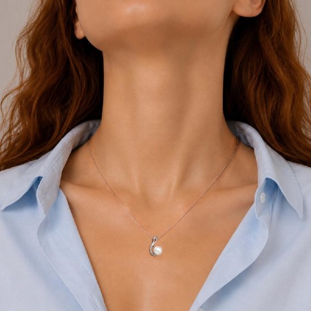 Girocollo in oro bianco 750/°°° diamante e perla