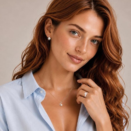 Orecchini lobo in oro bianco 750/°°° diamante e perla