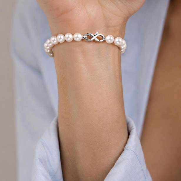 Bracciale in oro bianco 750/°°° e perla