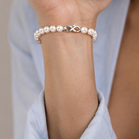 Bracciale in oro bianco 750/°°° e perla