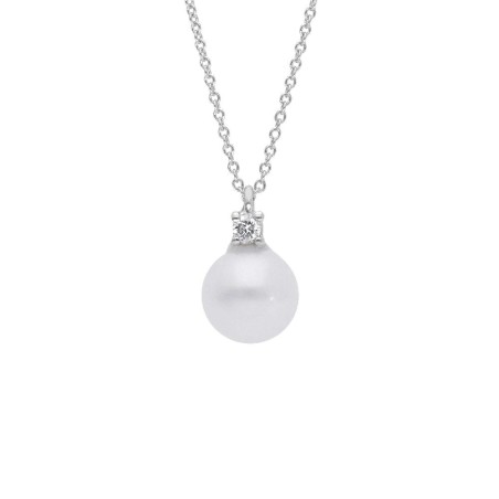 Girocollo in oro bianco 750/°°° diamante e perla