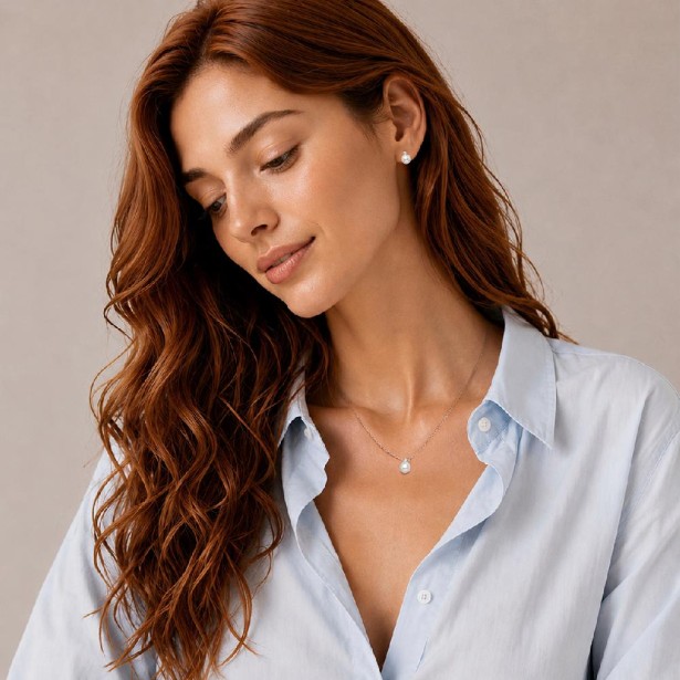 Girocollo in oro bianco 750/°°° diamante e perla