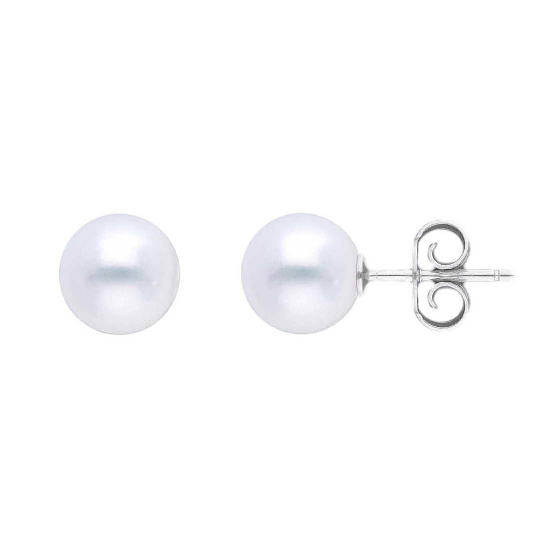 Orecchini lobo in oro bianco 750/°°° e perla
