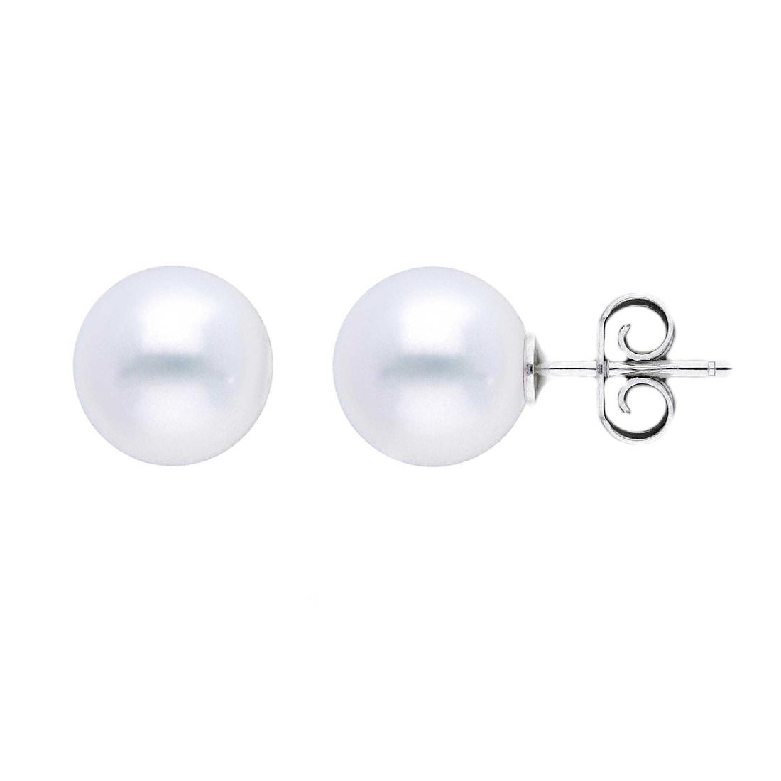 Orecchini lobo in oro bianco 750/°°° e perla