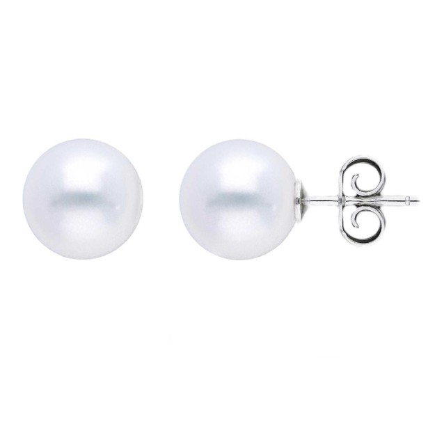 Orecchini lobo in oro bianco 750/°°° e perla