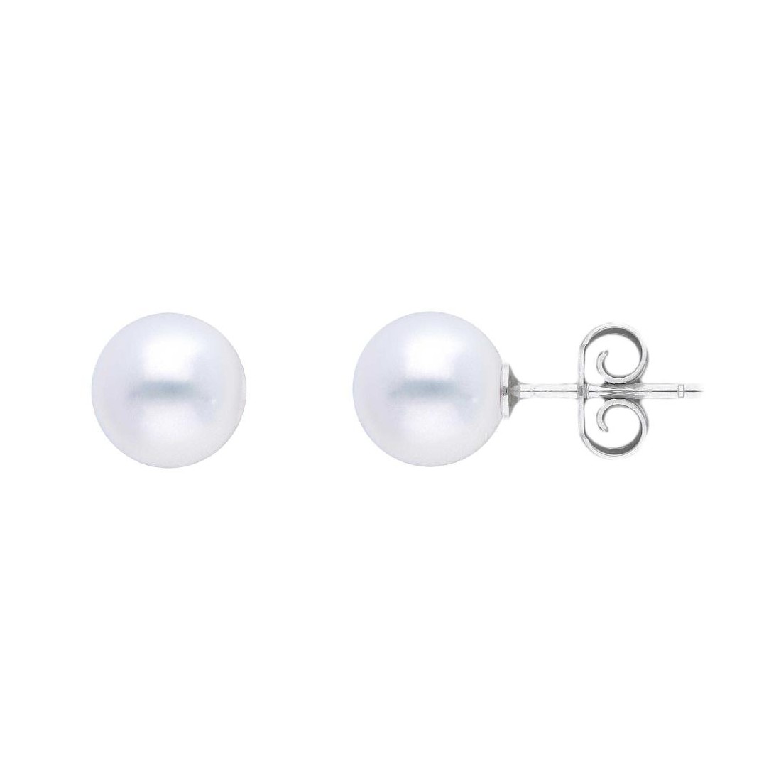 Orecchini lobo in oro bianco 750/°°° e perla