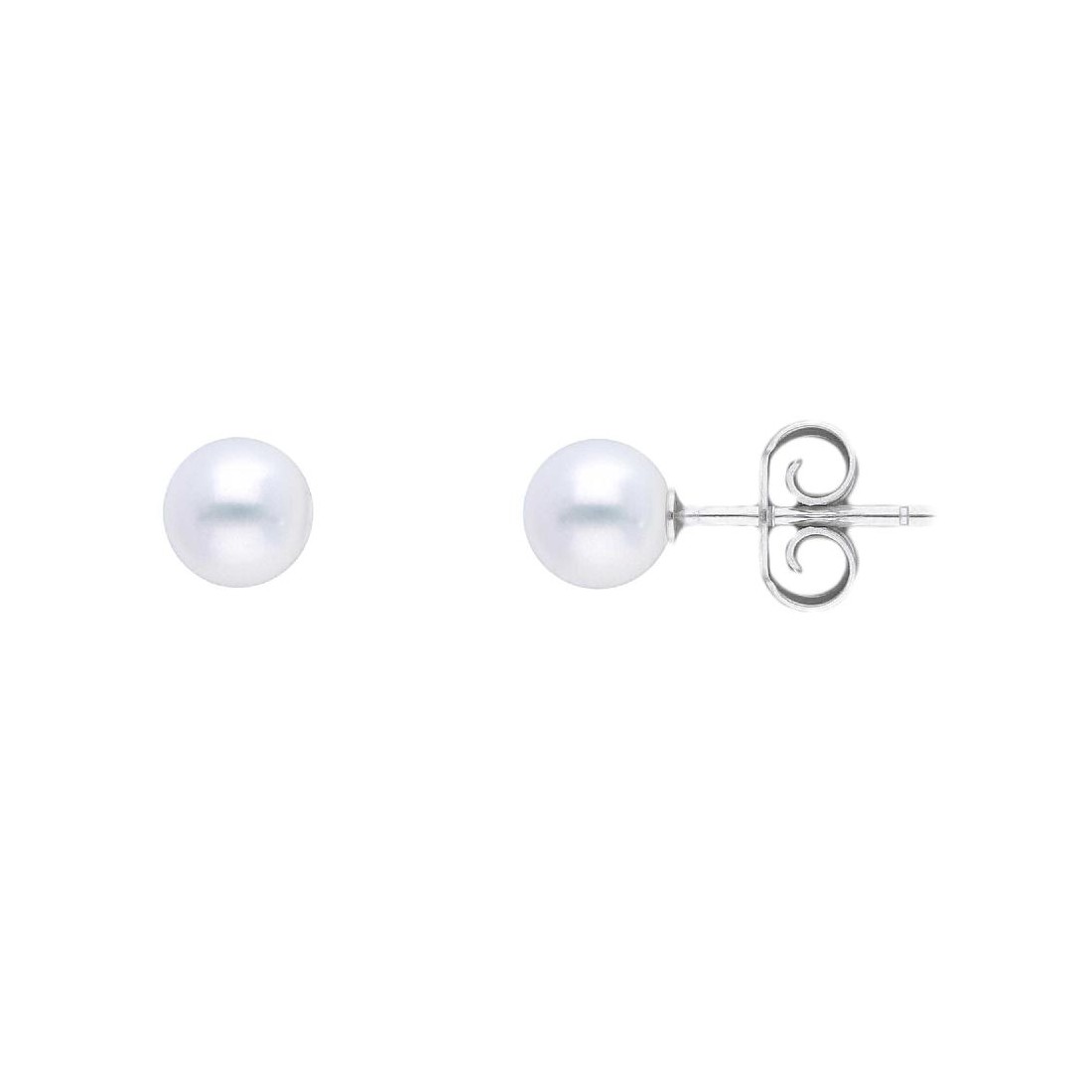 Orecchini lobo in oro bianco 750/°°° e perla