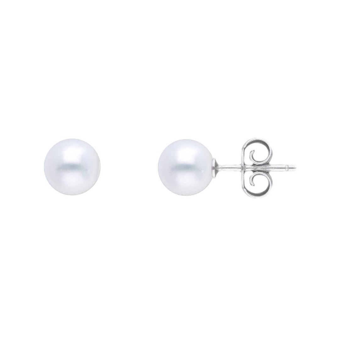 Orecchini lobo in oro bianco 750/°°° e perla