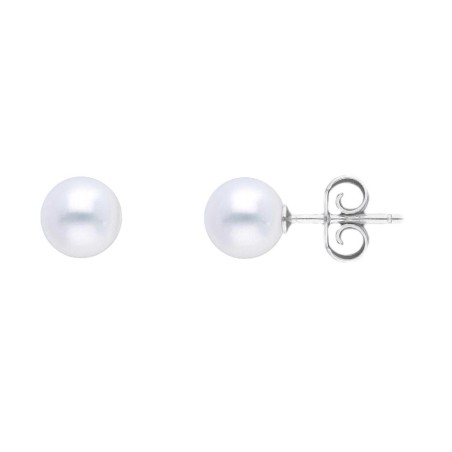 Orecchini lobo in oro bianco 750/°°° e perla