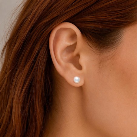Orecchini lobo in oro bianco 750/°°° e perla