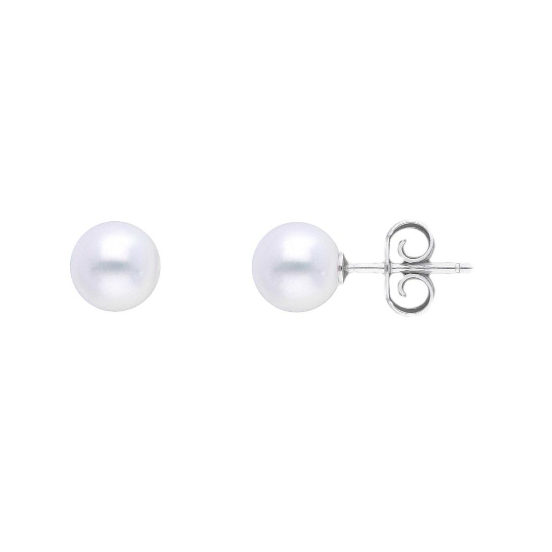 Orecchini lobo in oro bianco 750/°°° e perla