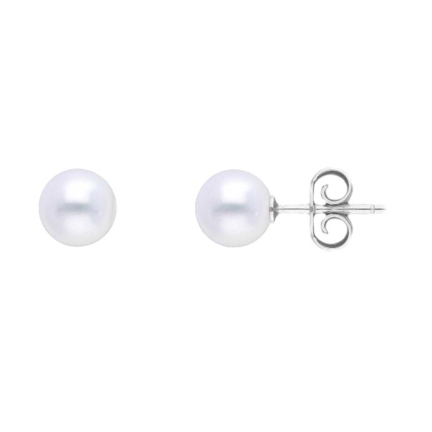 Orecchini lobo in oro bianco 750/°°° e perla
