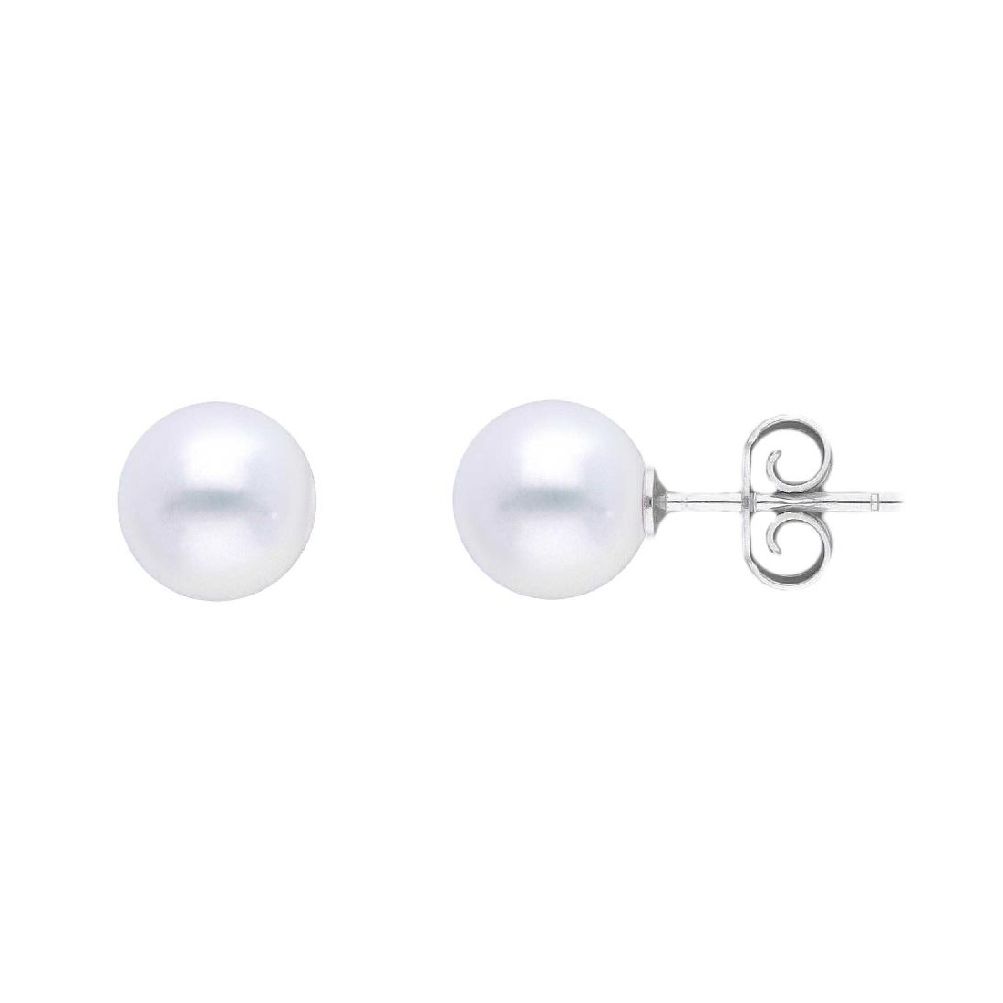 Orecchini lobo in oro bianco 750/°°° e perla