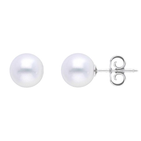 Orecchini lobo in oro bianco 750/°°° e perla