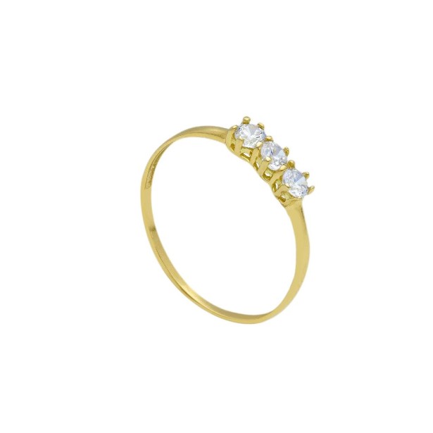 Anello trilogy in oro giallo 750/ooo e zirconia cubica