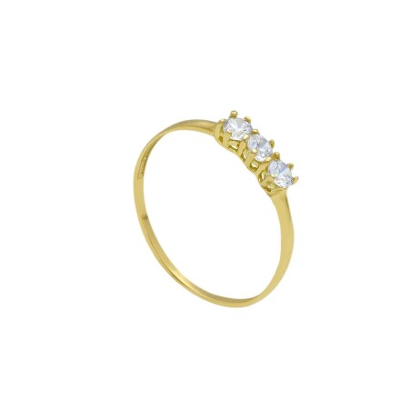 Anello trilogy in oro giallo 750/ooo e zirconia cubica