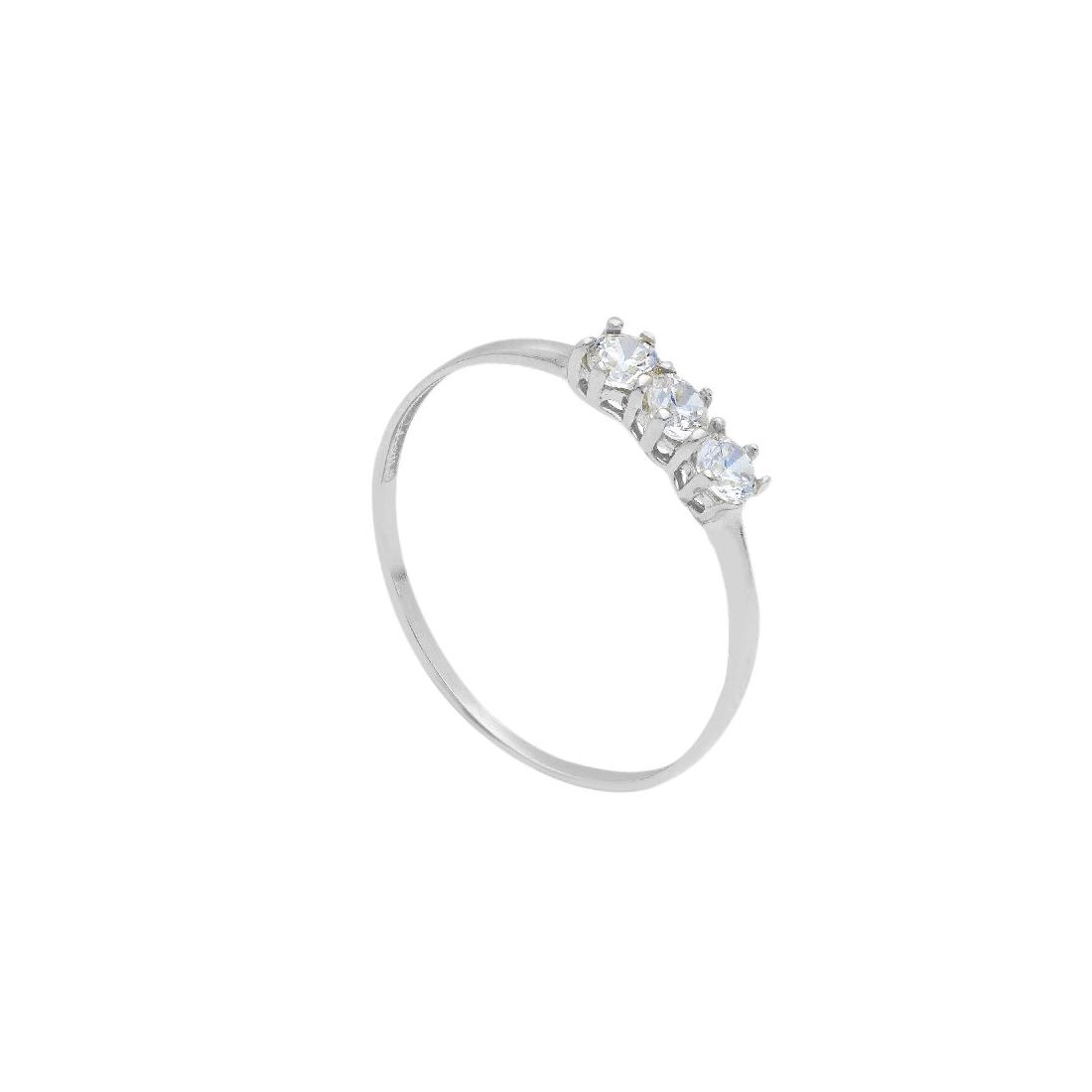 Anello trilogy in oro bianco 750/ooo e zirconia cubica