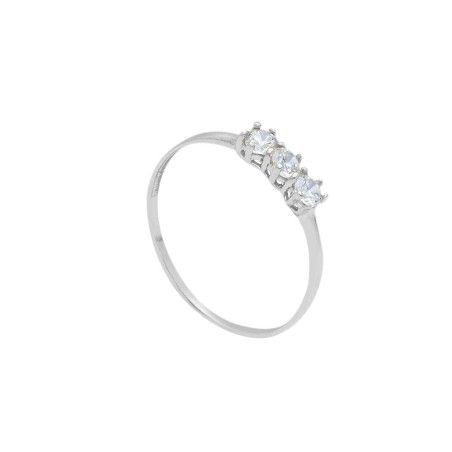 Anello trilogy in oro bianco 750/ooo e zirconia cubica