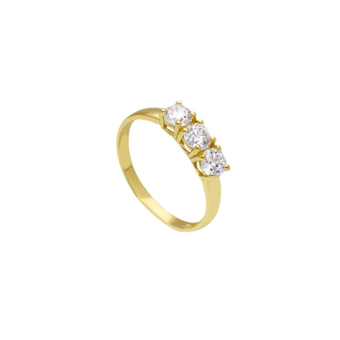 Anello trilogy in oro giallo 750/ooo e zirconia cubica