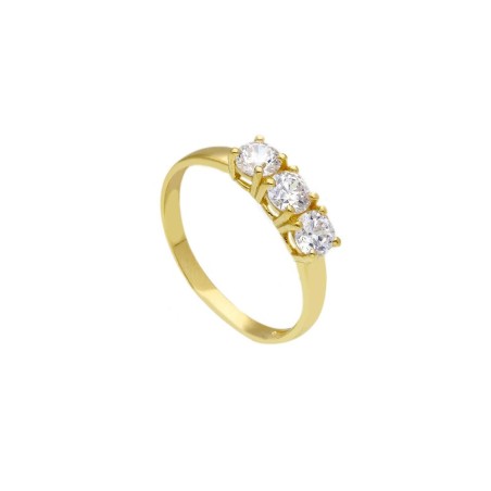 Anello trilogy in oro giallo 750/ooo e zirconia cubica