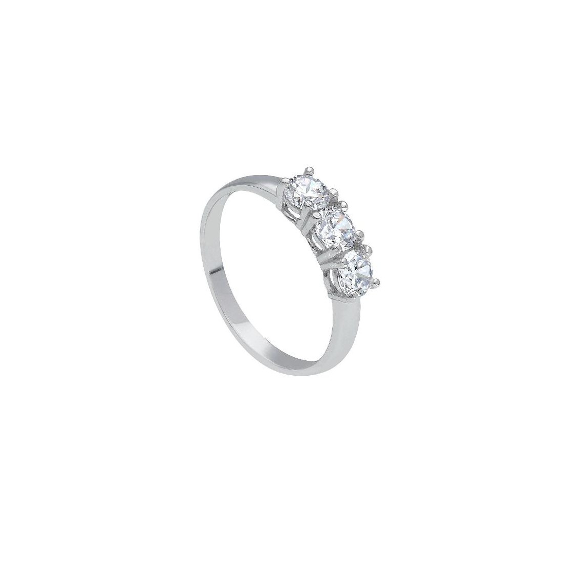 Anello trilogy in oro bianco 750/ooo e zirconia cubica