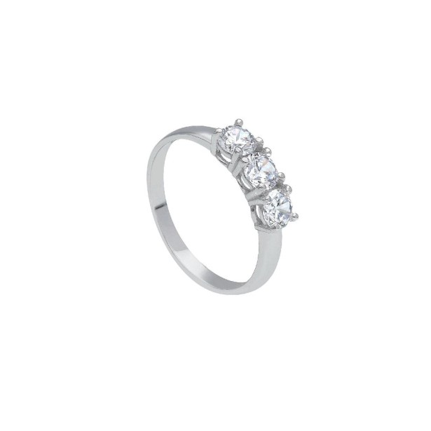 Anello trilogy in oro bianco 750/ooo e zirconia cubica