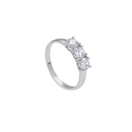 Anello trilogy in oro bianco 750/ooo e zirconia cubica