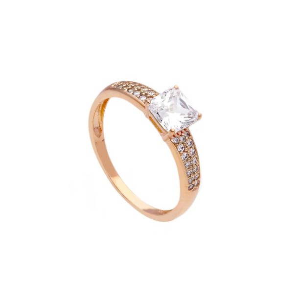 Anello in oro rosa 750/°°° e zirconia cubica