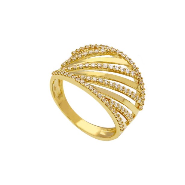 Anello in oro giallo 750/°°° e zirconia cubica