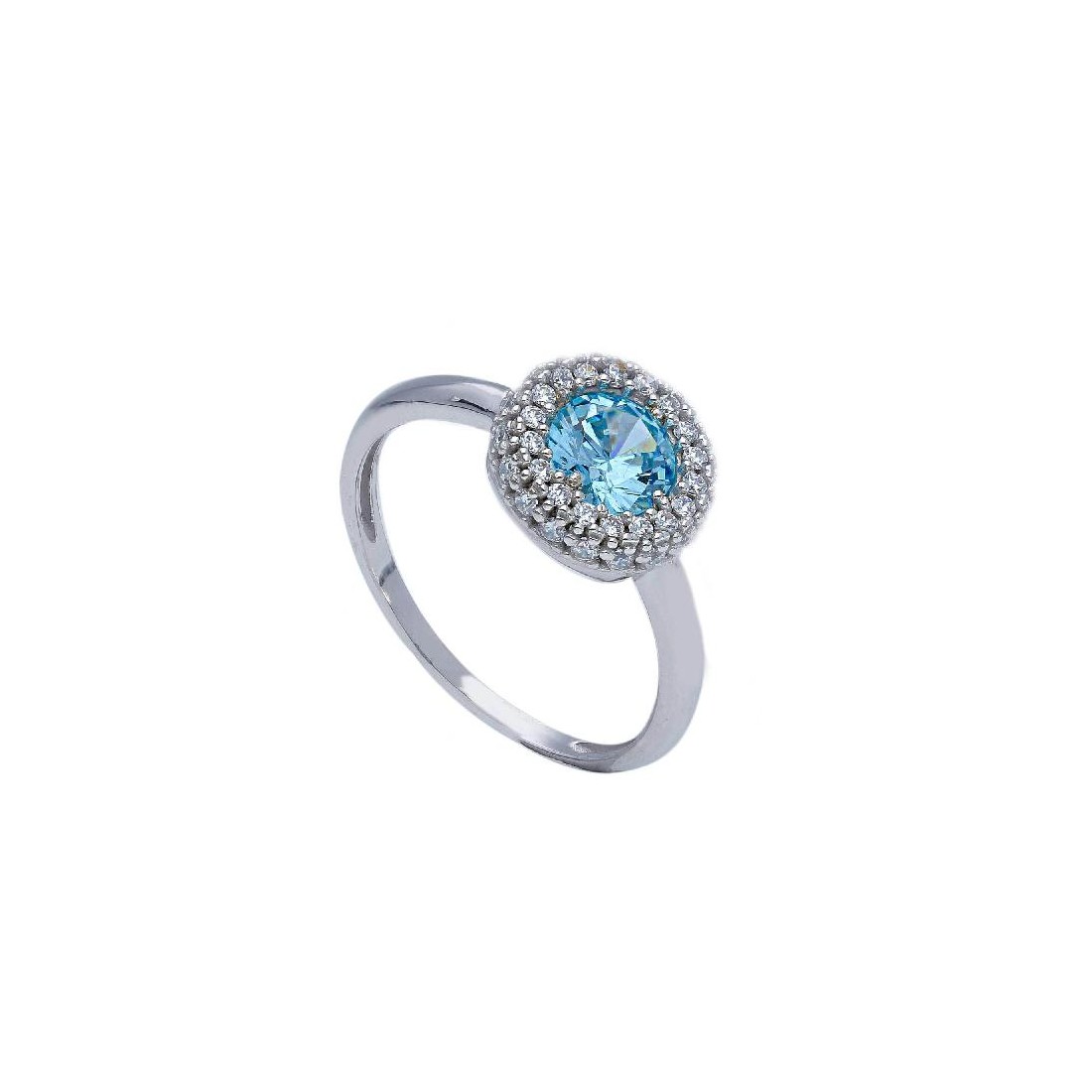 Anello  in oro bianco 750/°°°  e zirconia cubica e topazio