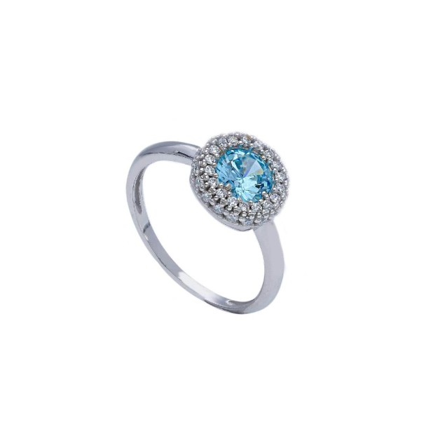 Anello  in oro bianco 750/°°°  e zirconia cubica e topazio